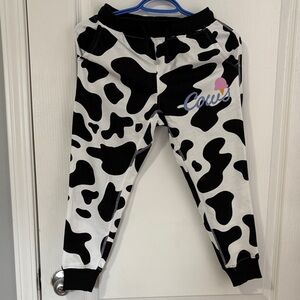 Kids Black and White Cow Pattern Joggers